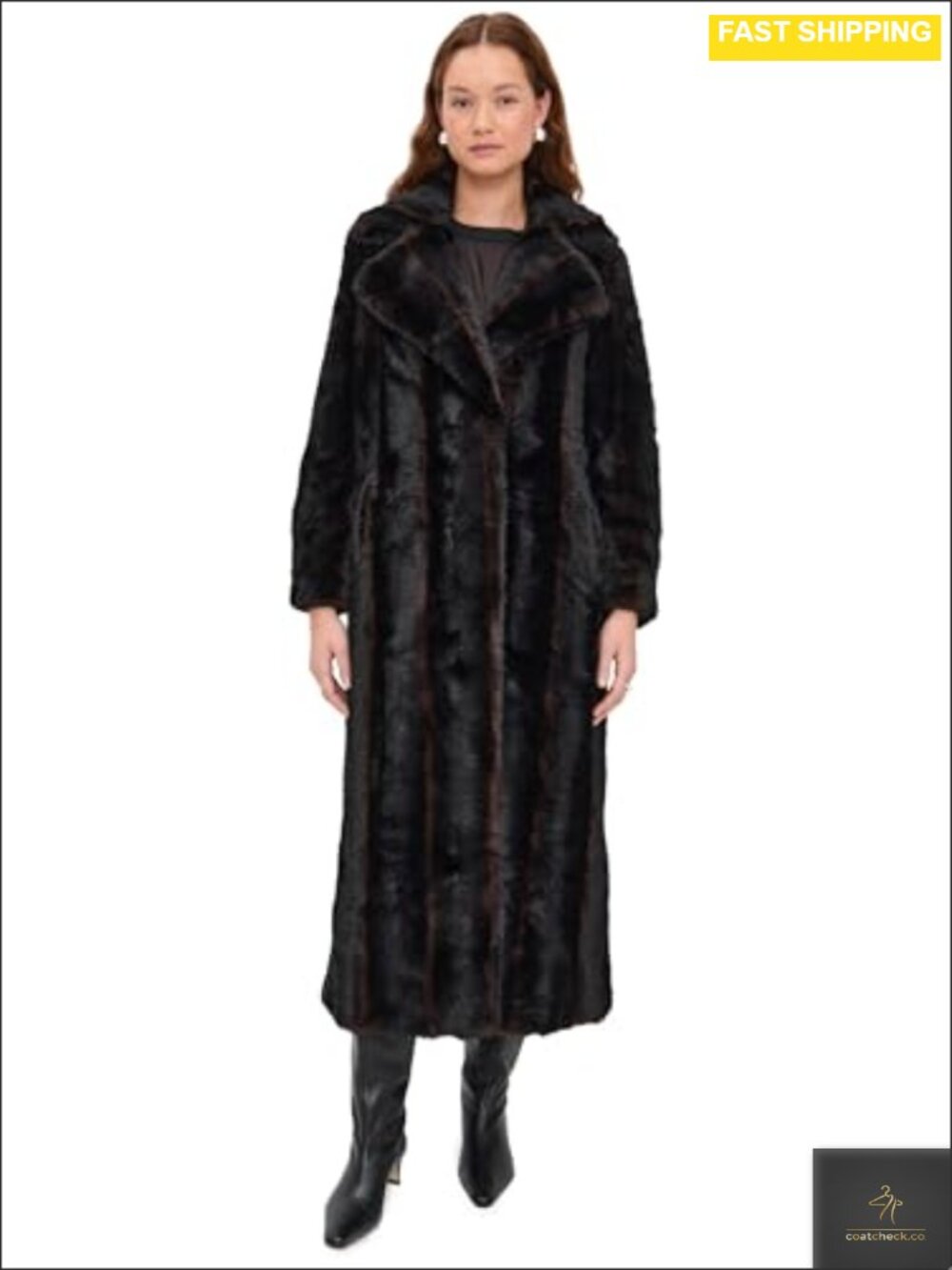 Faux Fur Maxi Coat Long Sleeve Overcoat Winter